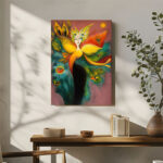 Surrealistische Göttin Leinwandbild im Stil von Clara Ledesma Vogel Abstrakt Mythisch