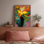 Surrealistische Göttin Leinwandbild im Stil von Clara Ledesma Vogel Abstrakt Mythisch