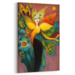 Surrealistische Göttin Leinwandbild im Stil von Clara Ledesma Vogel Abstrakt Mythisch