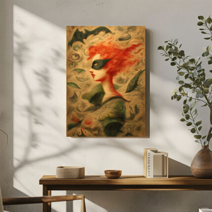 Venedig Maske Leinwandbild im Stil von Todd White Fledermaus Mystisches Porträt