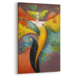 Abstrakte Figur Leinwandbild im Stil von Rafail Aliyev Farbenfroh Flügel Surrealistisch Wandkunst