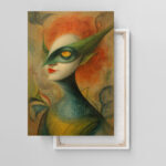 Lady Godiva Surreal im Stil von Remedios Varo Leinwandbild Mythologie Fantasie Porträt