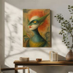 Lady Godiva Surreal im Stil von Remedios Varo Leinwandbild Mythologie Fantasie Porträt