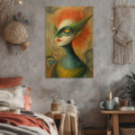 Lady Godiva Surreal im Stil von Remedios Varo Leinwandbild Mythologie Fantasie Porträt