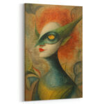 Lady Godiva Surreal im Stil von Remedios Varo Leinwandbild Mythologie Fantasie Porträt