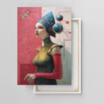 Futuristisches Porträt Frau Pharaonenhut Leinwandbild Goldene Rüstung Sci-Fi Kunst