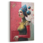 Futuristisches Porträt Frau Pharaonenhut Leinwandbild Goldene Rüstung Sci-Fi Kunst