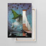 Mysteröses Hexe mit Baum Hut Leinwandbild Fantasie Kunst Wanddekoration