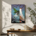 Mysteröses Hexe mit Baum Hut Leinwandbild Fantasie Kunst Wanddekoration