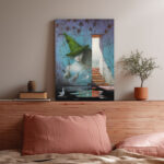 Mysteröses Hexe mit Baum Hut Leinwandbild Fantasie Kunst Wanddekoration