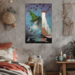 Mysteröses Hexe mit Baum Hut Leinwandbild Fantasie Kunst Wanddekoration