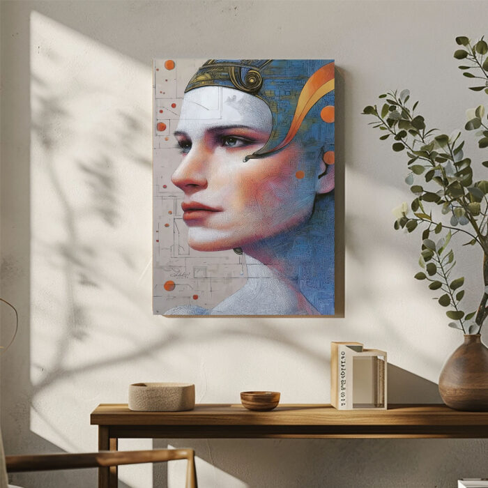 Leinwandbild Porträt Frau kybernetisch abstrakt modern Kunst Wanddeko