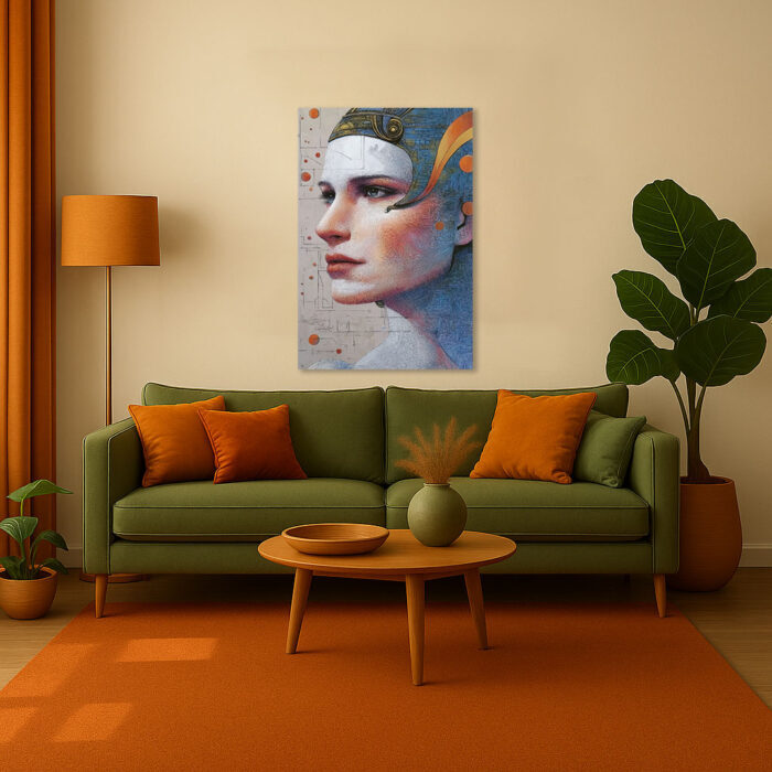 Leinwandbild Porträt Frau kybernetisch abstrakt modern Kunst Wanddeko