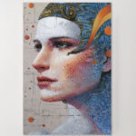 Leinwandbild Porträt Frau kybernetisch abstrakt modern Kunst Wanddeko
