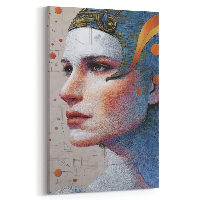 Leinwandbild Porträt Frau kybernetisch abstrakt modern Kunst Wanddeko