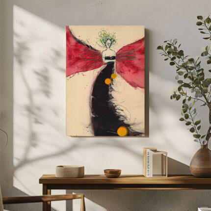 Engel mit Roten Flügeln Leinwandbild Abstrakt Moderne Kunst