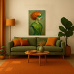 Mystische Waldfee Maske Natur Frauenporträt Leinwandbild Wandkunst Grün