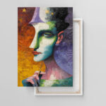 Surreales Gesicht Leinwandbild Abstrakt Modern Bunt Pop Art
