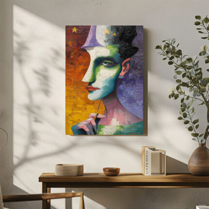 Surreales Gesicht Leinwandbild Abstrakt Modern Bunt Pop Art