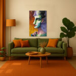 Surreales Gesicht Leinwandbild Abstrakt Modern Bunt Pop Art