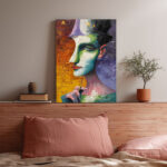 Surreales Gesicht Leinwandbild Abstrakt Modern Bunt Pop Art