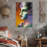 Surreales Gesicht Leinwandbild Abstrakt Modern Bunt Pop Art