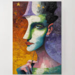 Surreales Gesicht Leinwandbild Abstrakt Modern Bunt Pop Art