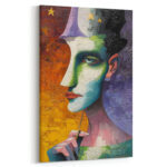 Surreales Gesicht Leinwandbild Abstrakt Modern Bunt Pop Art