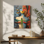 Surreales Gesicht Leinwandbild Abstrakt Modern Bunt Pop Art