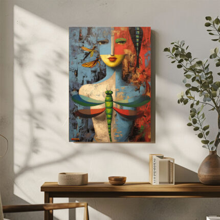 Surreales Gesicht Leinwandbild Abstrakt Modern Bunt Pop Art