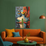 Surreales Gesicht Leinwandbild Abstrakt Modern Bunt Pop Art