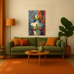 Surreales Gesicht Leinwandbild Abstrakt Modern Bunt Pop Art