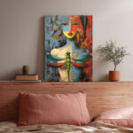 Surreales Gesicht Leinwandbild Abstrakt Modern Bunt Pop Art