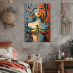 Surreales Gesicht Leinwandbild Abstrakt Modern Bunt Pop Art