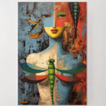 Surreales Gesicht Leinwandbild Abstrakt Modern Bunt Pop Art