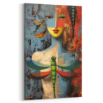 Surreales Gesicht Leinwandbild Abstrakt Modern Bunt Pop Art