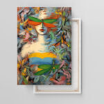 Abstraktes Modernes Kunst Leinwandbild Frau Libelle Farbenfroh Wohnzimmer Deko Einzigartig