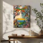 Abstraktes Modernes Kunst Leinwandbild Frau Libelle Farbenfroh Wohnzimmer Deko Einzigartig