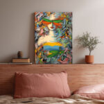 Abstraktes Modernes Kunst Leinwandbild Frau Libelle Farbenfroh Wohnzimmer Deko Einzigartig