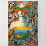 Abstraktes Modernes Kunst Leinwandbild Frau Libelle Farbenfroh Wohnzimmer Deko Einzigartig
