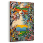 Abstraktes Modernes Kunst Leinwandbild Frau Libelle Farbenfroh Wohnzimmer Deko Einzigartig