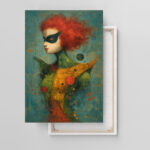 Joshua Smith Leinwandbild Maskierte Frau Rote Haare Modern Kunst Abstrakt Figur