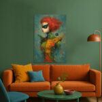 Joshua Smith Leinwandbild Maskierte Frau Rote Haare Modern Kunst Abstrakt Figur