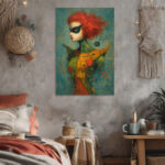 Joshua Smith Leinwandbild Maskierte Frau Rote Haare Modern Kunst Abstrakt Figur