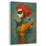 Joshua Smith Leinwandbild Maskierte Frau Rote Haare Modern Kunst Abstrakt Figur
