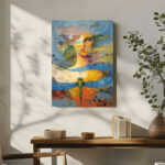 Abstrakte Frau Kunst Leinwandbild Libelle Schmetterlinge Modern Surrealistisch