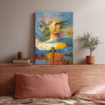 Abstrakte Frau Kunst Leinwandbild Libelle Schmetterlinge Modern Surrealistisch