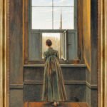 Frau am Fenster David Caspar Friedrich Bild mit Rahmen in Gold (Kopie)