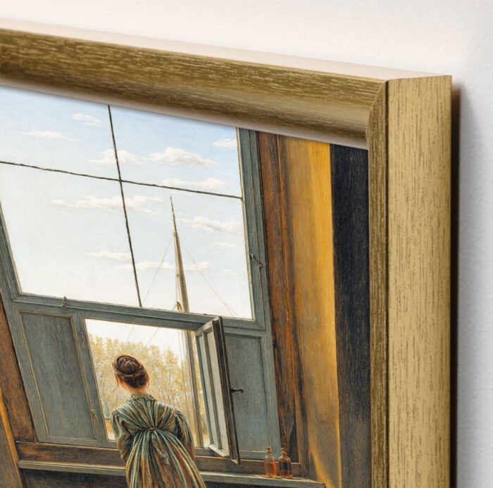 Frau am Fenster David Caspar Friedrich Bild mit Rahmen in Gold