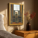 Woman at the Window by David Caspar Friedrich Wall Art with Golden Frame Old Master Painting Reproduction Print for Home and Office Decorations